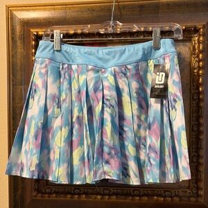 Ideology Blue Pink Mini Skater Stretchy Pleated Skort